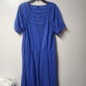 Talbots Plus 2x blue eyelet cotton dress CA23147 travel summer